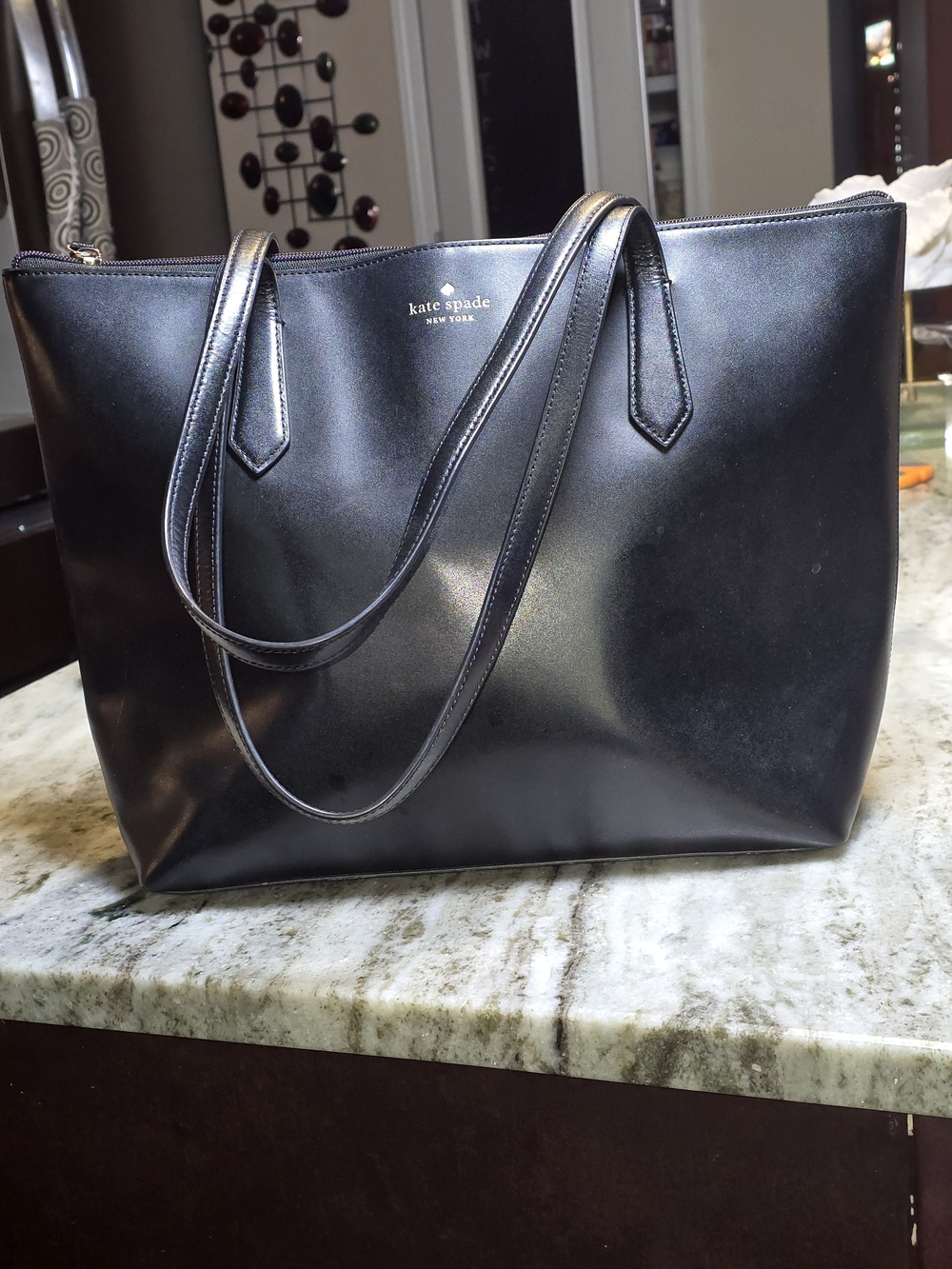 kate spade New York Black Leather Tote Bag
